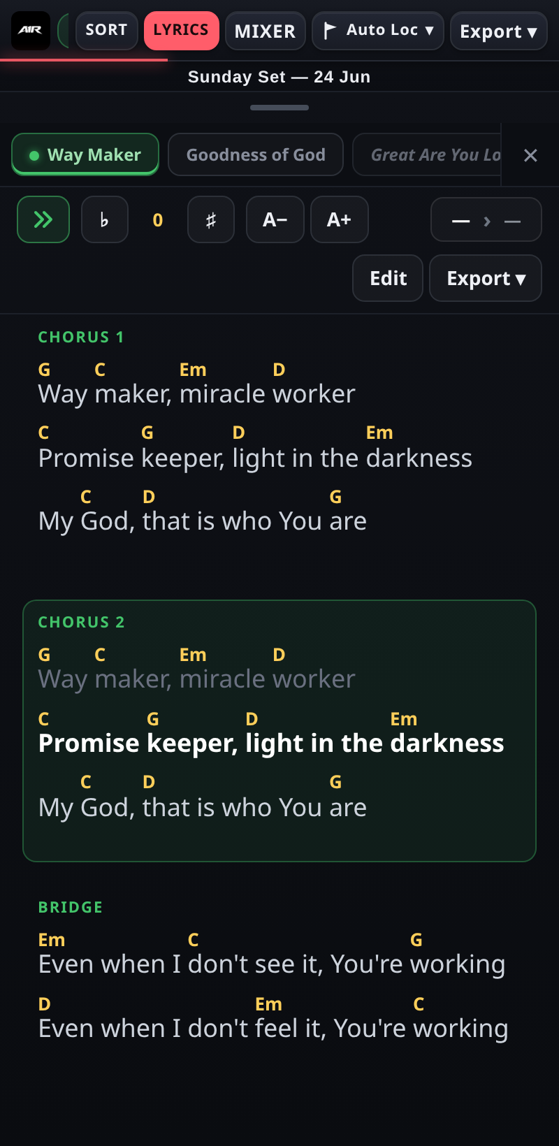 A1R lyrics on phone