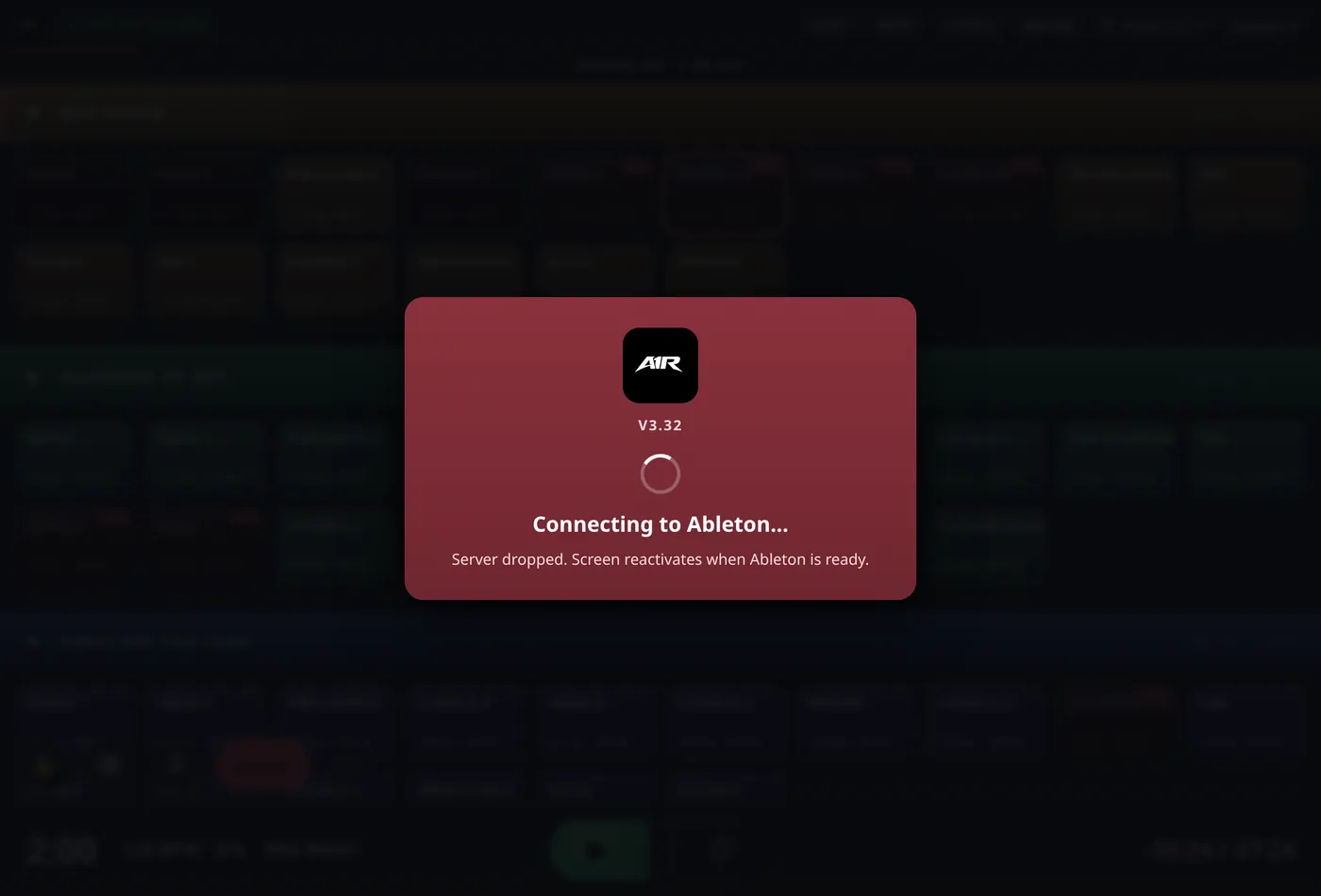 A1R shows this overlay until Ableton connects.