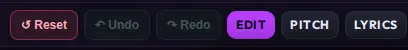 The Reset, Undo and Redo buttons next to the active EDIT button in the header