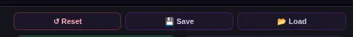The Reset, Save and Load buttons at the top of the mixer column