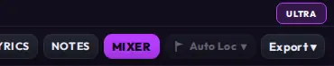 The ULTRA MODE pill in the top-right corner of the header, lit violet when on
