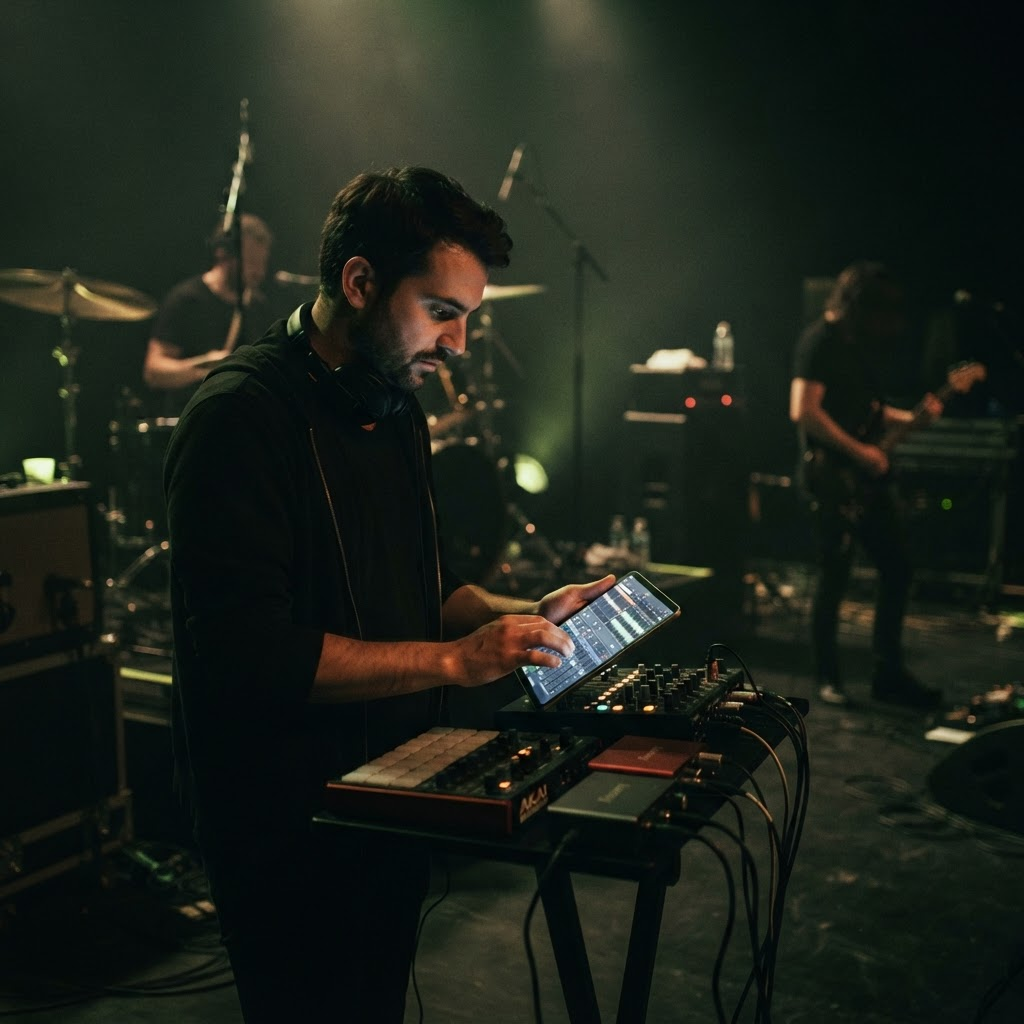 Musician running their set with A1R on stage